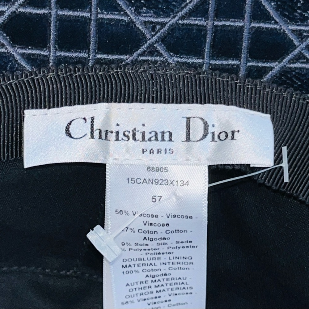 Dior: Velour Corduroy Christian Dior Paris Logo Cannage Embroidered Hat - Picture 15 of 16